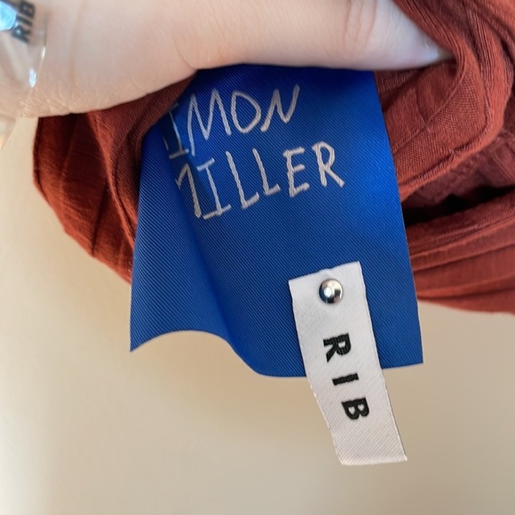 Simon Miller Burnt Orange Coconut Shell Ackee Ribbed Crossover Crop Top - Picture 6 of 8